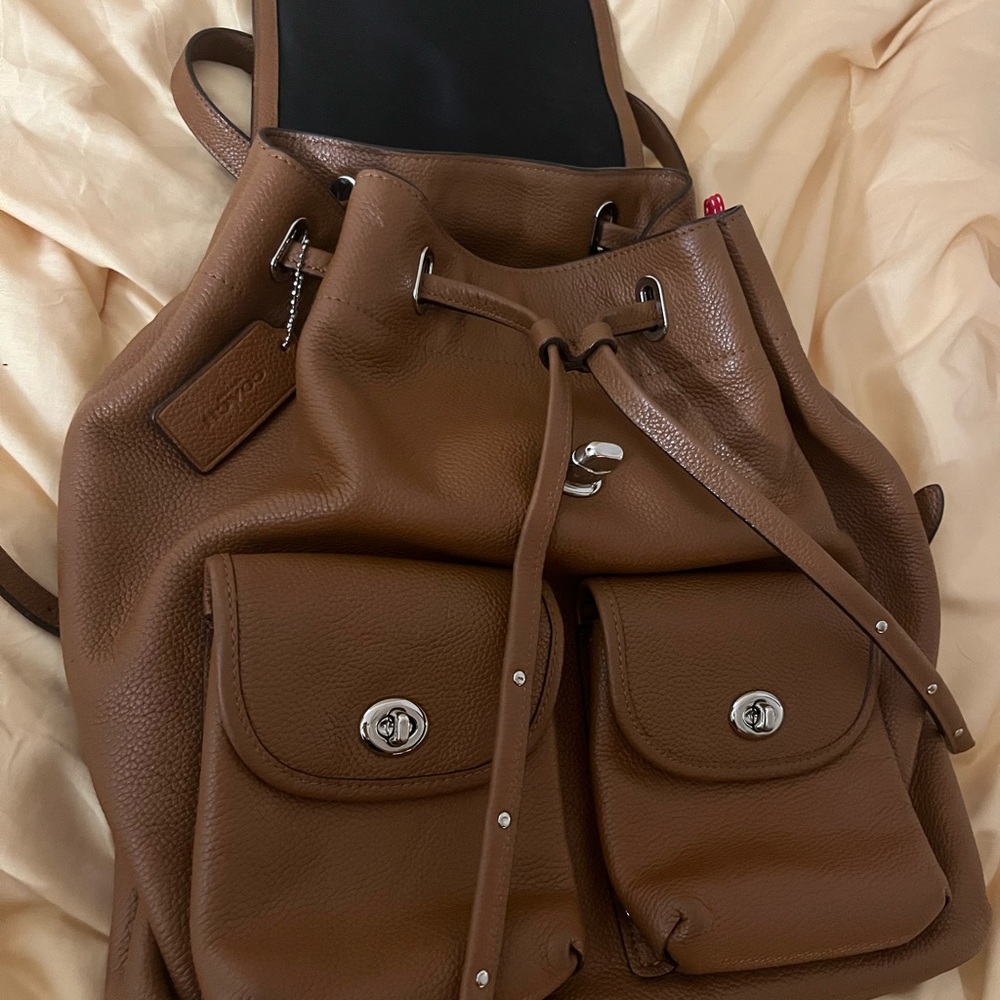 *Rare* Coach Turnlock Leather Tie Backpack Y2K - Picture 2 of 4